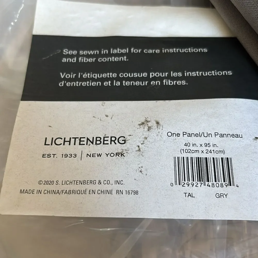 Sun Zero Lichtenberg Grey grommet single panel 40 x 95”